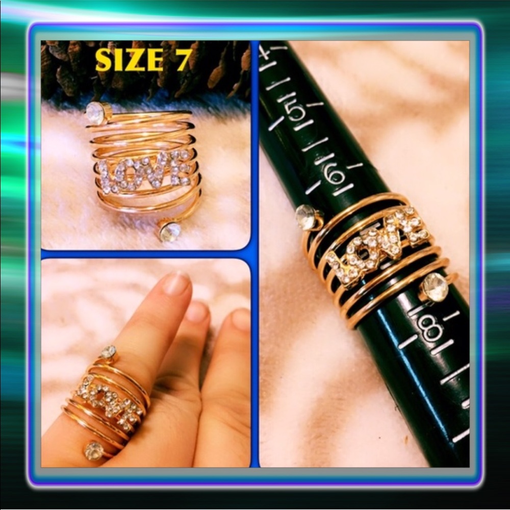 Love Rhinestone Spring Ring - Picture 1 of 5